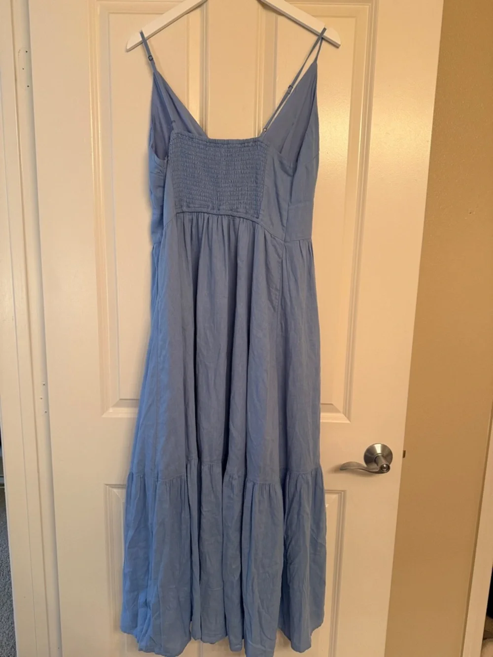 Light Blue Spaghetti-Strap Button Front Maxi Dress